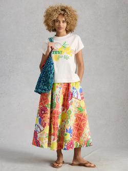 White Stuff Gina Front Graphic T-Shirt, White, White
