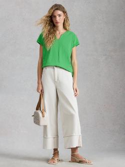 White Stuff Nelly Notch Neck T-Shirt, Light Green, Light Green