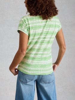 White Stuff Nelly Notch Stripe T-Shirt, Green/Multi - view 2, Green/Multi