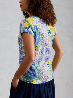 White Stuff Nelly Notch Neck T-Shirt, Ivory/Multi - view 2, Ivory/Multi