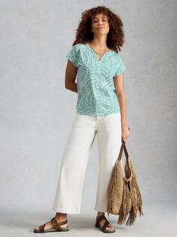 White Stuff Nelly Notch T-Shirt, Green Teal, Green Teal