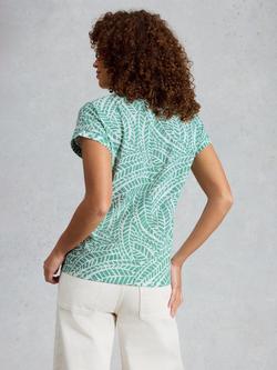 White Stuff Nelly Notch T-Shirt, Green Teal - view 2, Green Teal