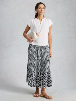White Stuff Nola Notch Broderie T-Shirt, White, White