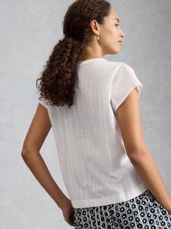 White Stuff Nola Notch Broderie T-Shirt, White - view 2, White