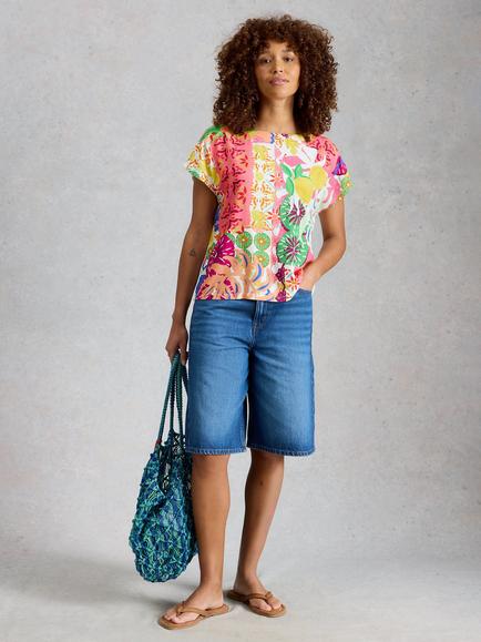 White Stuff Woven T-Shirt, Multi, Multi