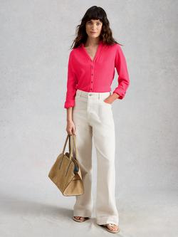 White Stuff Annie Double Cloth Cotton Shirt, Pink, Pink