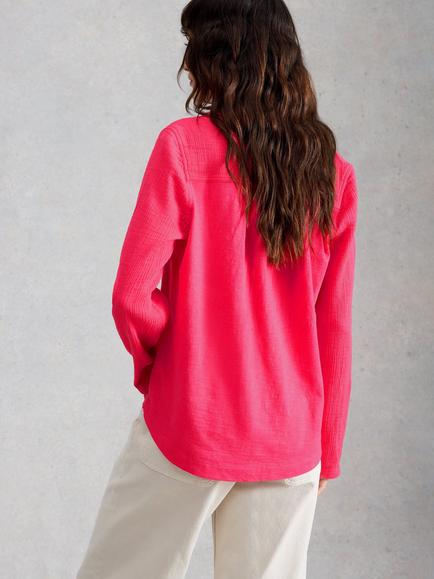 White Stuff Annie Double Cloth Cotton Shirt, Pink - view 2, Pink