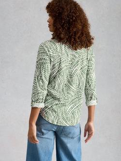White Stuff Annie Abstract Print Jersey Cotton Shirt, Green - view 2, Green