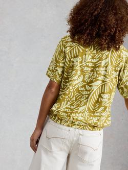 White Stuff Bree Leaf Print Top containing LENZING™ ECOVERO™ Viscose - view 2, Green/Multi