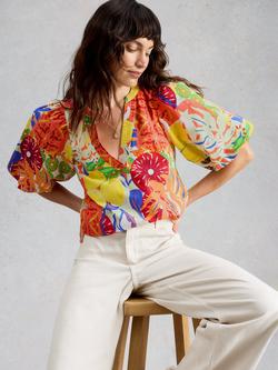 White Stuff Bex Floral Print Top, Yellow/Multi, Yellow/Multi
