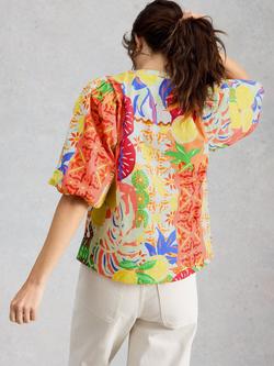 White Stuff Bex Floral Print Top, Yellow/Multi - view 2, Yellow/Multi