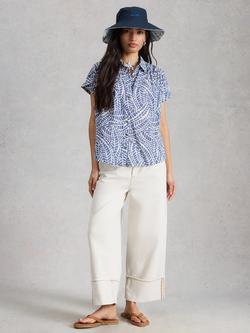 White Stuff Orla Button Through Shirt, Blue Mid, Blue Mid