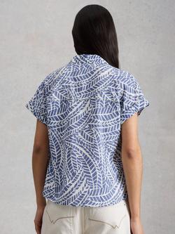 White Stuff Orla Button Through Shirt, Blue Mid - view 2, Blue Mid