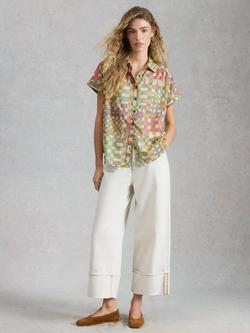 White Stuff Orla Button Through Shirt, Green/Multi, Green/Multi