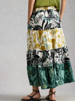 White Stuff Clementine Tiered Floral Print Skirt, White/Multi - view 2, White/Multi