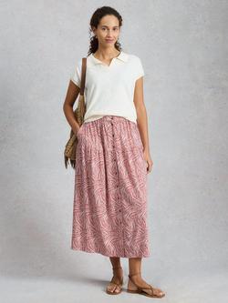 White Stuff Dana Abstract Print A-Line Skirt, Pink, Pink