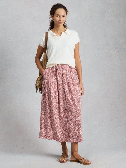 White Stuff Dana Abstract Print A-Line Skirt, Pink, Pink