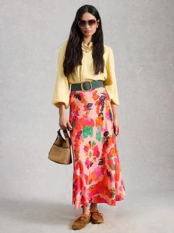 White Stuff Hope Bias Cut Maxi Skirt , Pink/Multi, Pink/Multi