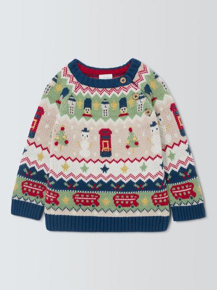 John Lewis Baby Bus Fairisle Jumper, Multi, Multi