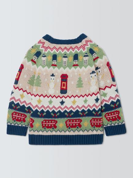 John Lewis Baby Bus Fairisle Jumper, Multi - view 2, Multi