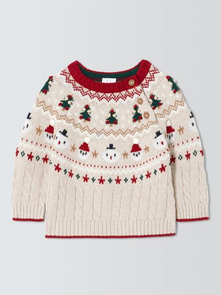 John Lewis Baby Traditional Fairisle Jumper, Multi, Multi