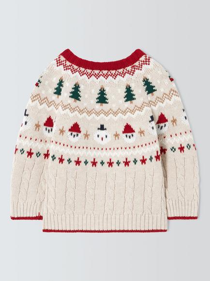 John Lewis Baby Traditional Fairisle Jumper, Multi - view 2, Multi