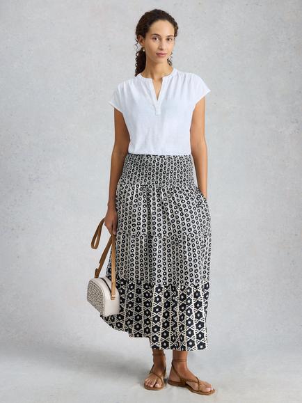 White Stuff Marissa Jersey Maxi Skirt, Black/Multi, Black/Multi