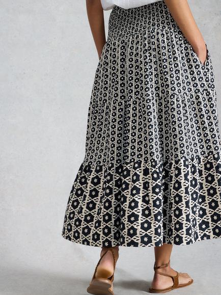 White Stuff Marissa Jersey Maxi Skirt, Black/Multi - view 2, Black/Multi
