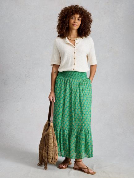 White Stuff Yuri Skirt, Green/Multi, Green/Multi