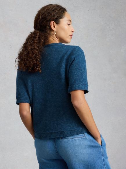 White Stuff Betsy Short Sleeve Cardigan, Blue - view 2, Blue