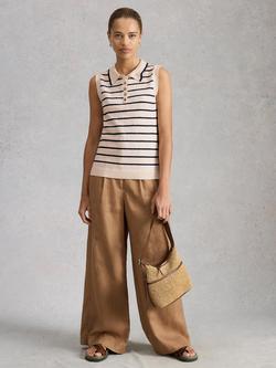White Stuff Candice Striped Polo Vest, Ivory, Ivory