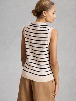 White Stuff Candice Striped Polo Vest, Ivory - view 2, Ivory