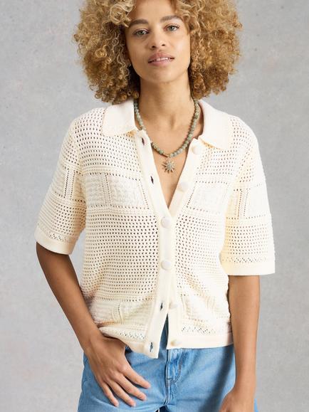 White Stuff Gemma Collar Cardigan, Ivory - view 2, Ivory