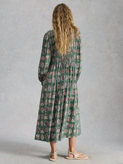 White Stuff Ada Shirred Jersey Dress - view 2, Green/Multi