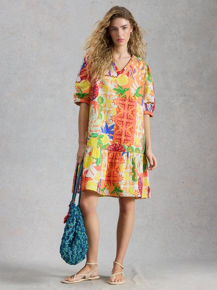 White Stuff Bex Mini Dress, Yellow/Multi, Yellow/Multi