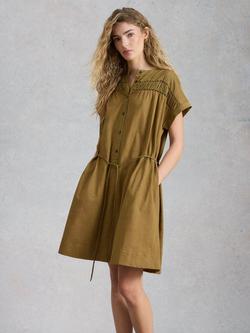 White Stuff Colette Tie Waist Dress, Khaki, Khaki