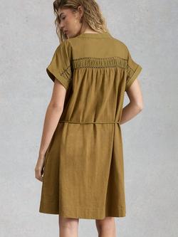 White Stuff Colette Tie Waist Dress, Khaki - view 2, Khaki
