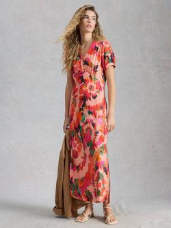 White Stuff Hope Bias Cut Dress containing LENZING™ ECOVERO™ Viscose, Pink/Multi, Pink/Multi
