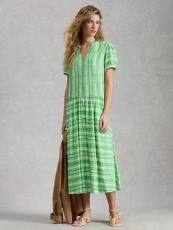 White Stuff Leah Jersey Dress containing TENCEL™ Modal, Green/Multi, Green/Multi