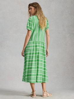 White Stuff Leah Jersey Dress containing TENCEL™ Modal, Green/Multi - view 2, Green/Multi