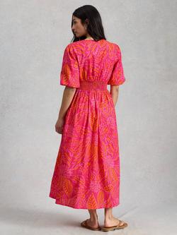 White Stuff Leela Button Front Midi Dress, Pink/Multi - view 2, Pink/Multi