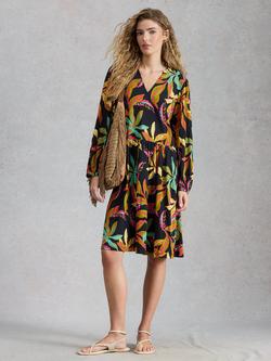 White Stuff Lola Jersey Dress containing TENCEL™ Modal, Black/Multi, Black/Multi