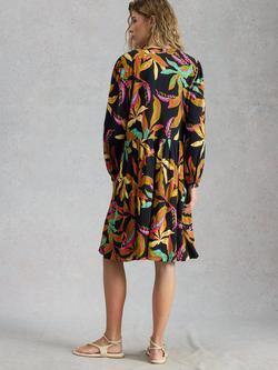 White Stuff Lola Jersey Dress containing TENCEL™ Modal, Black/Multi - view 2, Black/Multi