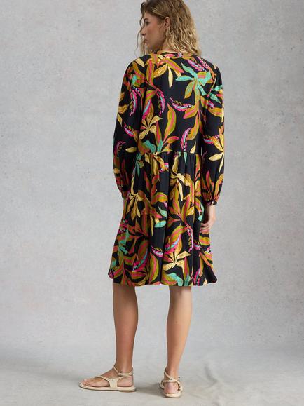White Stuff Lola Jersey Dress containing TENCEL™ Modal, Black/Multi - view 2, Black/Multi