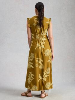 White Stuff Lorna Jersey Maxi Dress containing TENCEL™ Modal, Dark Yellow/Multi - view 2, Dark Yellow/Multi