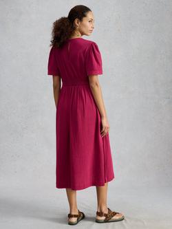 White Stuff Lucy Cotton V-Neck Midi Dress - view 2, Pink