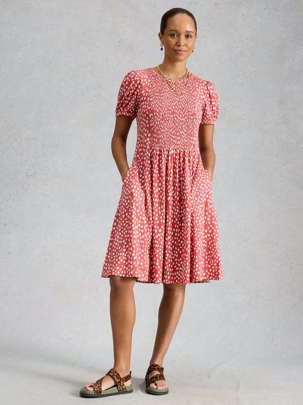 White Stuff Maeva Abstract Print Smock Dress, Pink/Multi, Pink/Multi