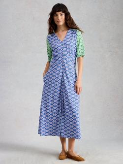 White Stuff May Floral Midi Dress, Blue/Multi, Blue/Multi