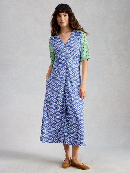 White Stuff May Floral Midi Dress, Blue/Multi, Blue/Multi