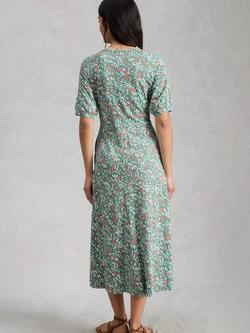 White Stuff Megan Abstract Print Sleeve Midi Dress containing TENCEL™ Modal, Blue/Multi - view 2, Blue/Multi